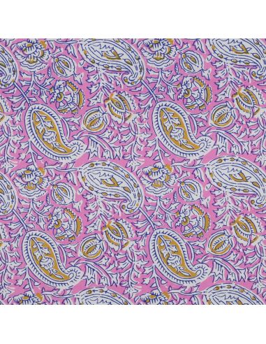 Indiase katoenen stof block print Nalini - Roze