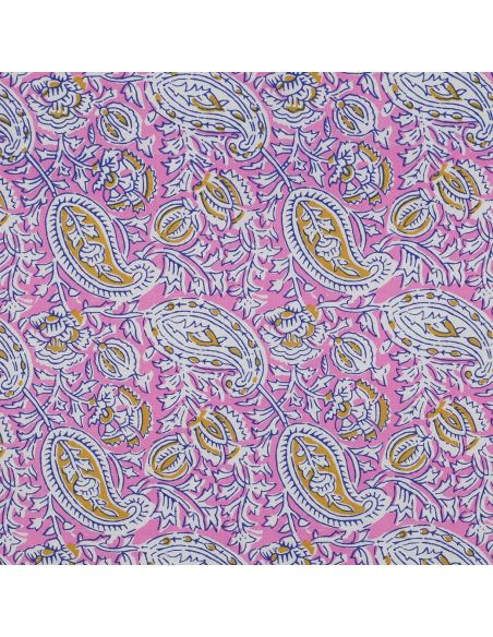 Indiase katoenen stof block print Nalini - Roze