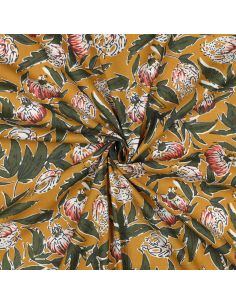 Indiase katoenen stof block print Serina - Oker