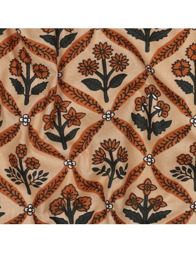 Indiase katoenen stof block print Solenne - Koper