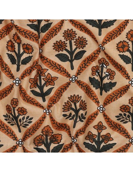 Indiase katoenen stof block print Solenne - Koper