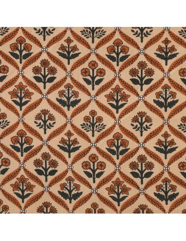 Indiase katoenen stof block print Solenne - Koper