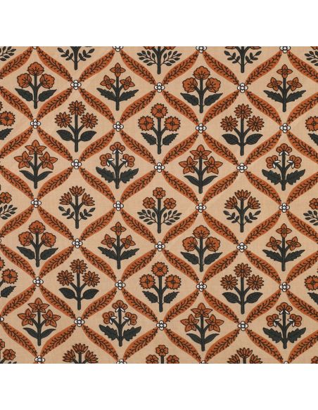 Indiase katoenen stof block print Solenne - Koper