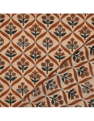 Indiase katoenen stof block print Solenne - Koper