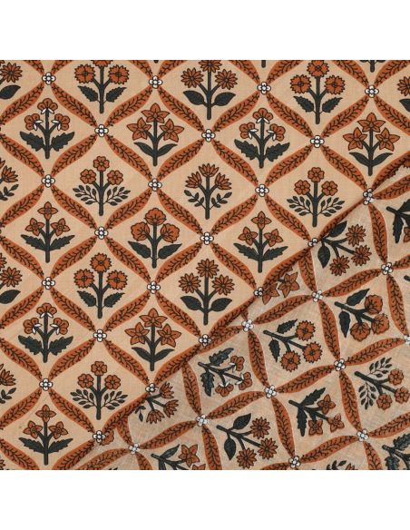 Indiase katoenen stof block print Solenne - Koper