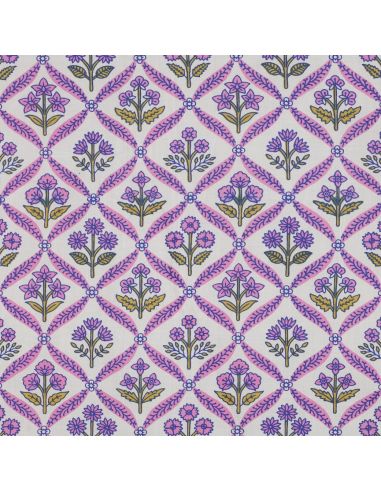 Indiase katoenen stof block print Solenne - Roze