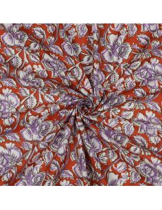 Indiase katoenen stof block print Jasmine - Terracotta