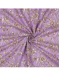 Indiase katoenen stof block print Kirine - Lila