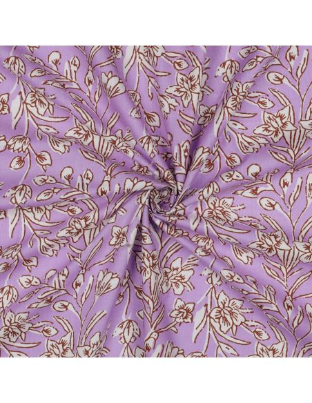 Indiase katoenen stof block print Kirine - Lila