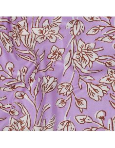 Indiase katoenen stof block print Kirine - Lila 2