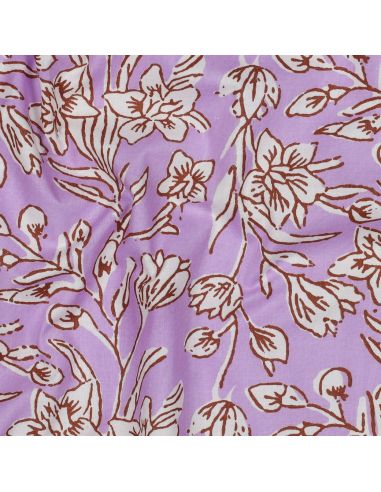 Indiase katoenen stof block print Kirine - Lila