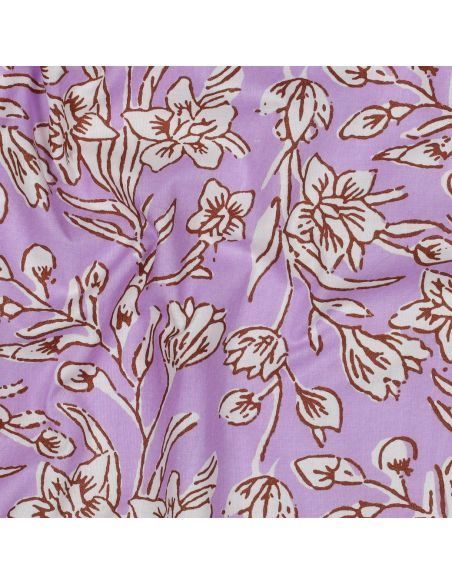 Indiase katoenen stof block print Kirine - Lila