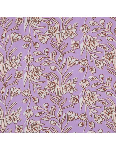 Indiase katoenen stof block print Kirine - Lila