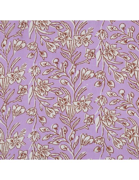 Indiase katoenen stof block print Kirine - Lila