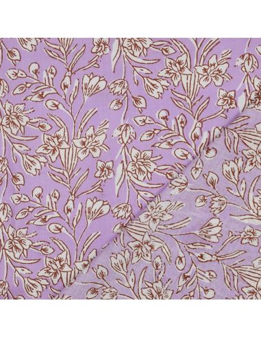 Indiase katoenen stof block print Kirine - Lila