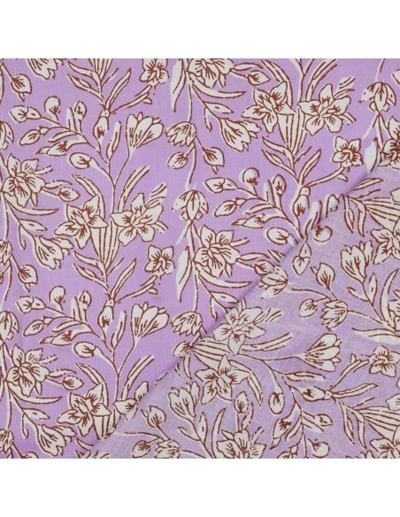 Indiase katoenen stof block print Kirine - Lila