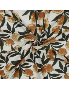 Indiase katoenen stof block print Citroenen - Groene bladeren