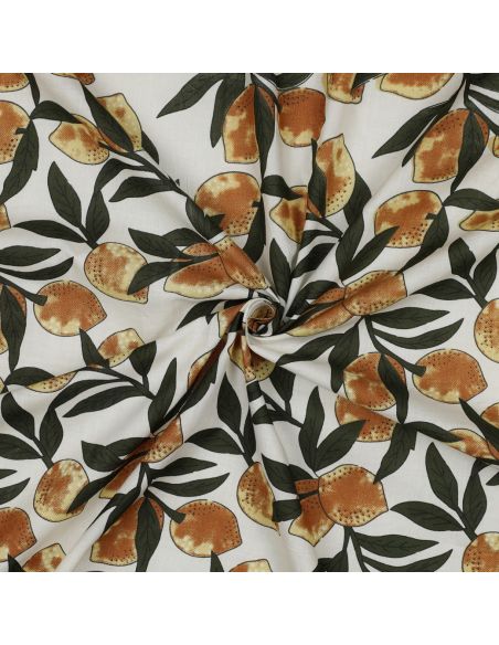 Indiase katoenen stof block print Citroenen - Groene bladeren