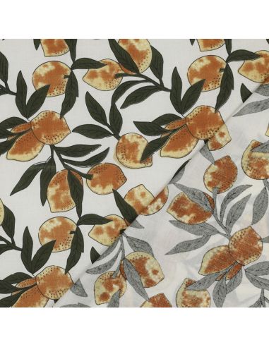 Indiase katoenen stof block print Citroenen - Groene bladeren