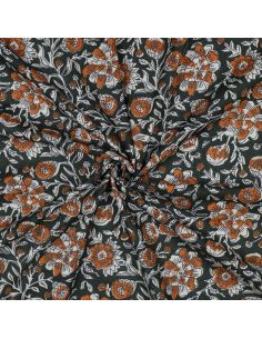 Indiase katoenen stof block print Myrène - Groen