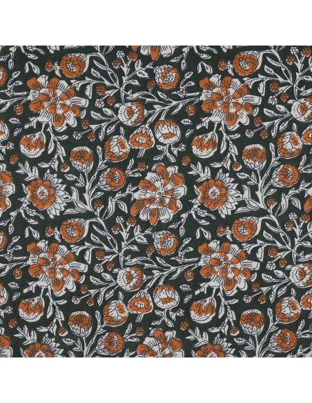 Indiase katoenen stof block print Myrène - Groen
