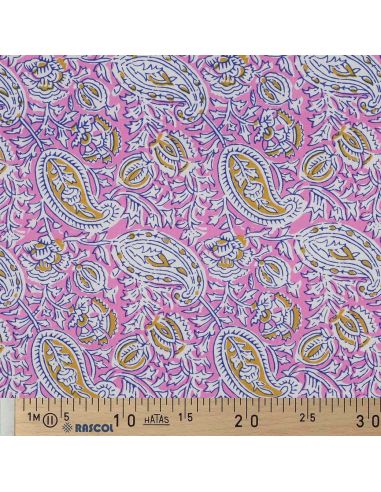 Indiase katoenen stof block print Nalini - Roze