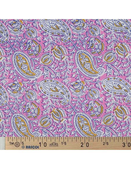 Indiase katoenen stof block print Nalini - Roze
