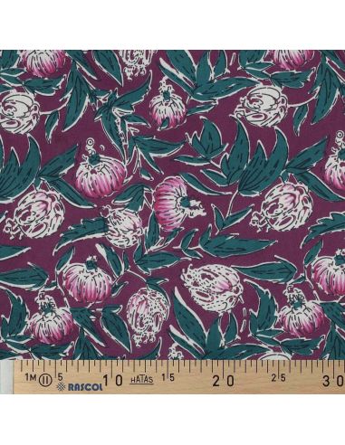 Indiase katoenen stof block print Serina - Aubergine