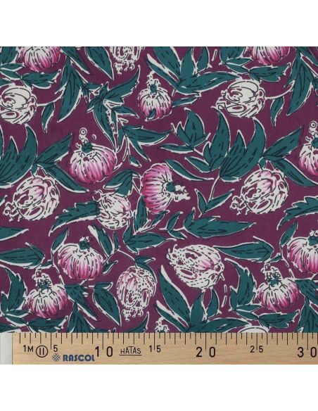 Indiase katoenen stof block print Serina - Aubergine