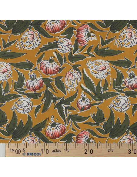 Indiase katoenen stof block print Serina - Oker