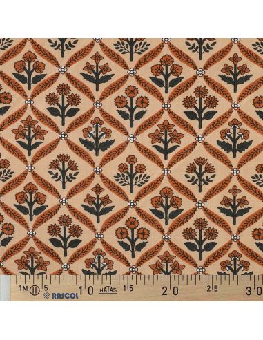 Indiase katoenen stof block print Solenne - Koper