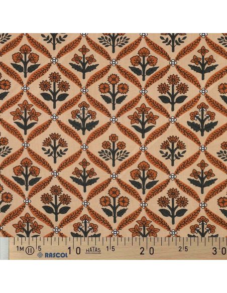 Indiase katoenen stof block print Solenne - Koper