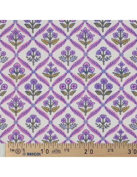 Indiase katoenen stof block print Solenne - Roze