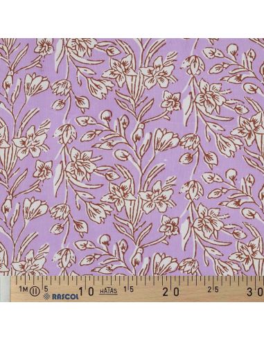 Indiase katoenen stof block print Kirine - Lila