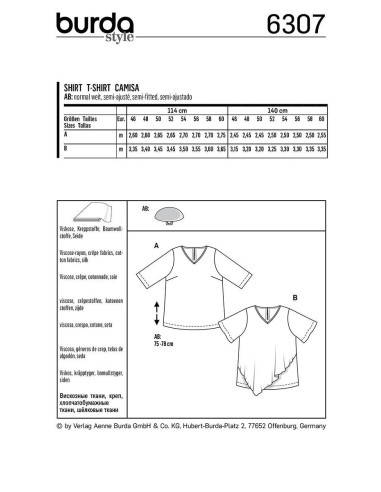 T-shirt patroon - Burda 6307