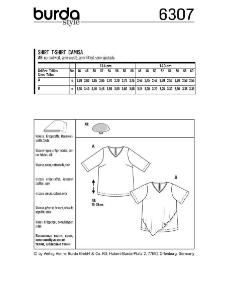 T-shirt patroon - Burda 6307