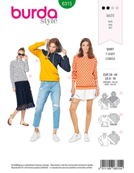T-shirt patroon - Burda 6315