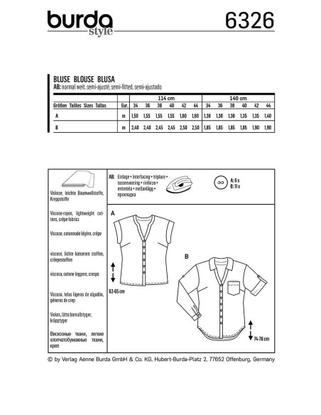 Blousepatroon - Burda 6326