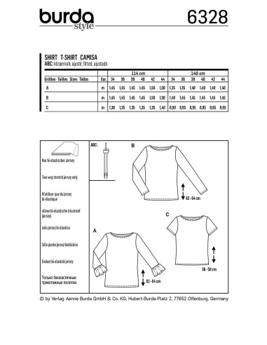 T-shirt patroon - Burda 6328