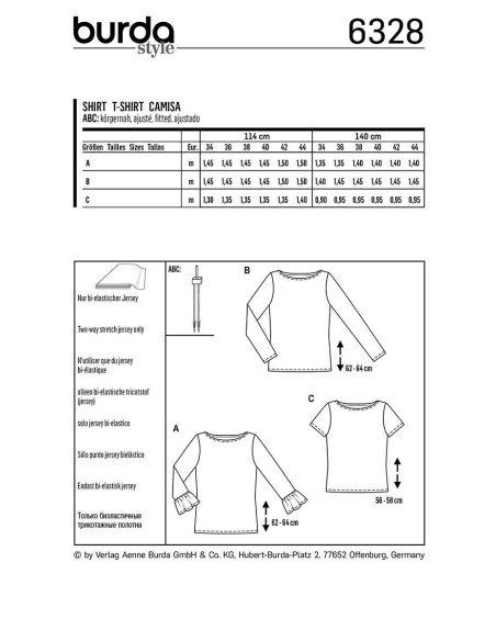 T-shirt patroon - Burda 6328