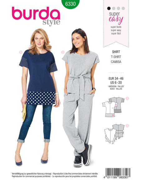 T-shirt patroon - Burda 6330