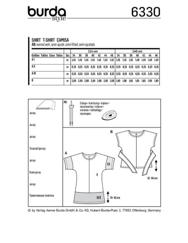 T-shirt patroon - Burda 6330