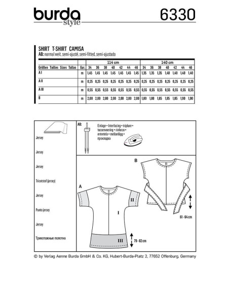 T-shirt patroon - Burda 6330