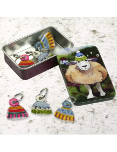 Set van 6 breiringmarkeerders - Schaap en muts