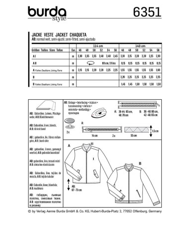 Jas patroon - Burda 6351