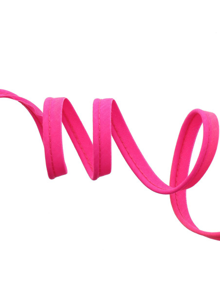 Paspelband volledig textiel 10 mm - Fluoriserend roze