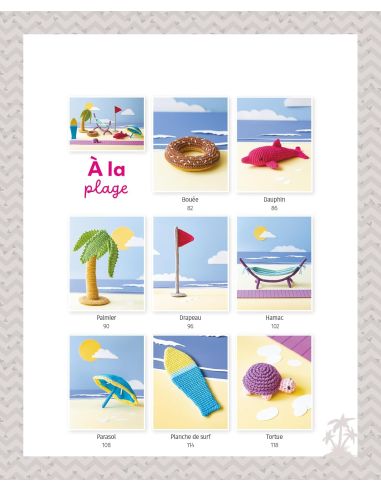 Boek amigurumi's op vakantie aan het strand en in het bos