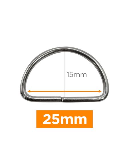 Premium D-ring - Zilver 25 mm