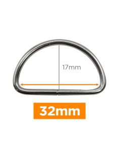 Premium D-ring - Zilver 32 mm