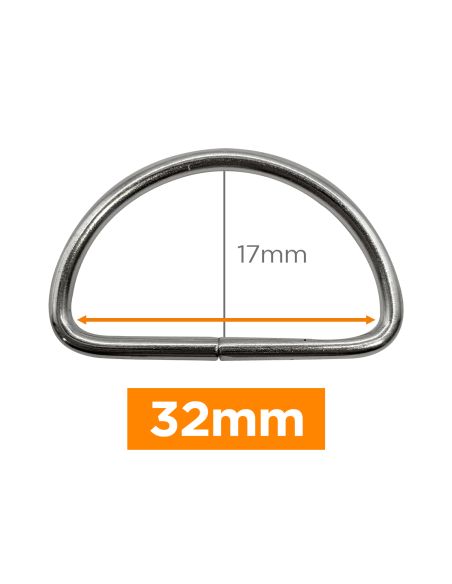 Premium D-ring - Zilver 32 mm